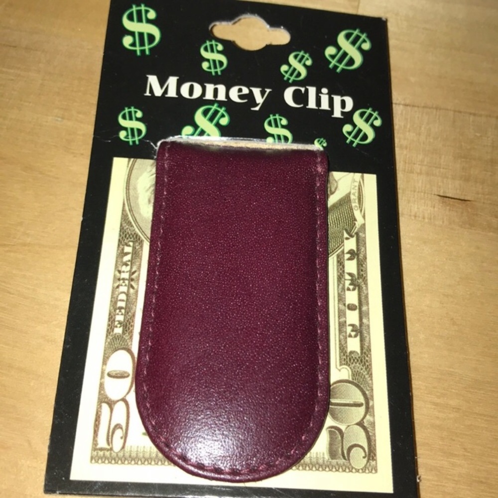 New money clip with magnet red sable leather